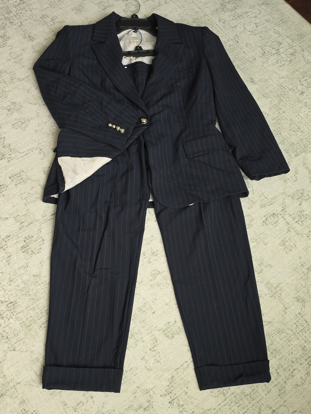 Zara Navy Pinstripe Women's Suit Jacket & Trousers